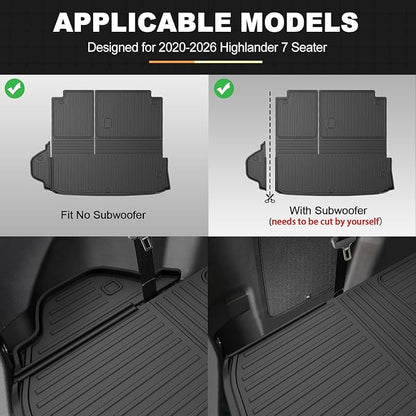 AOMSAZTO Floor Mats for Toyota Highlander 2020-2026 7 Seats (Gas & Hybrid) | Not for Grand Highlander, Custom Fit All-weather Protection Cargo Liner & Seat Back Mat Waterproof Easy to Clean Heavy Duty - Image 4