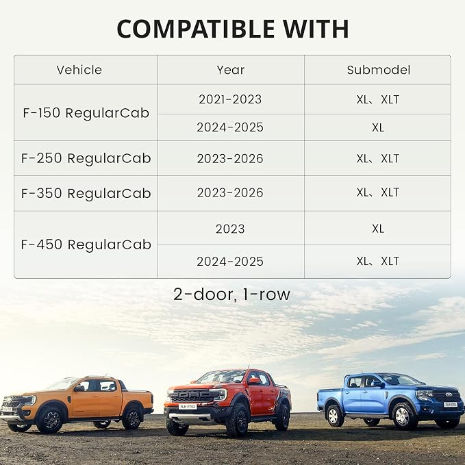 EKR F150 Seat Covers Custom Fit for (RegularCab) 2021-2026 Ford F-150 XL/XLT & 2023-2026 F250/F350/F450 XL/XLT,(First Row Only),Heavy-Duty Waterproof, Sweat & Dirt Resistant,Neoprene(Black) - Image 2