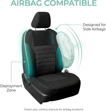 FH Group Automotive Car Seat Covers Front Set Premium 3D Air Mesh Front Seat Covers, Airbag Compatible Universal Fit Interior Accessories for Cars Trucks and SUVs - Black - Image 4