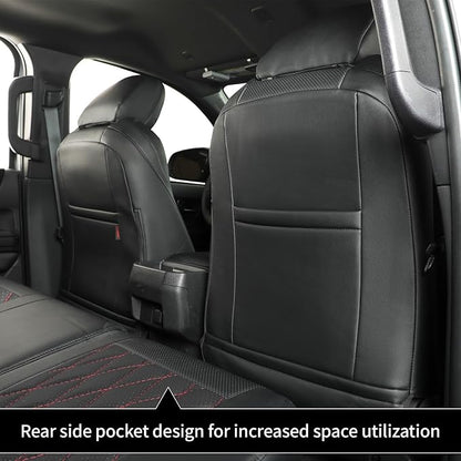 Front Tacoma Seat Covers for 2024-2026 Toyota Tacoma SR,SR5,TRD Sport,TRD Off-Road,Limited Truck,Fully Covered,Luxury Waterproof Leather Car Seat Protector (Front Row Only,Black & Diamond) - Image 3