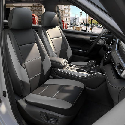GIANT PANDA 2PCS Front Seat Covers for Subaru Outback Forester Crosstrek Legacy Impreza, Faux Leather Bucket Seat Cover Fit Subaru Seat Protectors-Black & Gray by GIANTPANDA