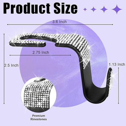 BFXM 6 Pack Car Seat Headrest Hooks,Car Accessories Bling White | Back Seat Purse Hanger Holder Hook, Universal Storage Organizer for Handbag Grocery Bags Coats - Image 2