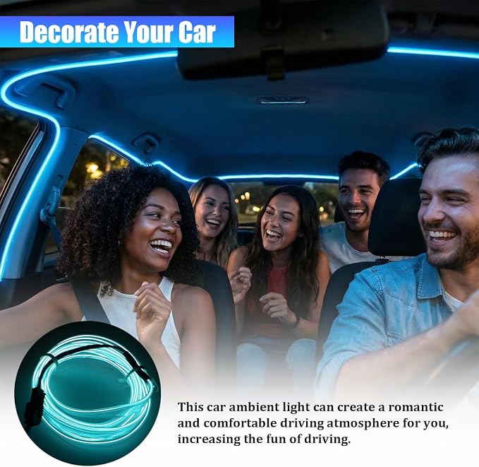 Car LED Strip Lights, 16.4FT 5V Waterproof Flexible Vehicle Ambient Lighting Kits with USB Port, Automotive Lamp Strips Decorations, Universal for SUV Automobile Truck (Ice Blue) - Image 5