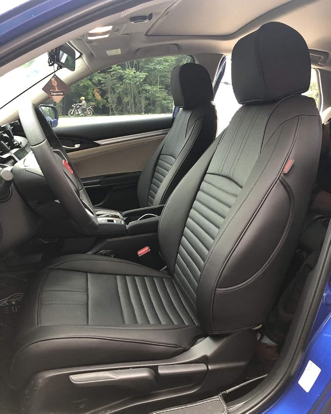 EKR Civic Seat Covers Custom Fit for Honda Civic (Hatchback) Gas & Hybrid 2022-2026 (Rear W/Armrest),Waterproof Car Seat Cover Full Set,Faux Leather(Black) by EKR