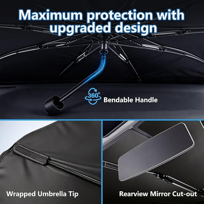 Windshield Sun Shade Car Umbrella, Protection for Travel & Outdoor Use | Foldable Umbrella Sunshade for Car Windshield, Blocks UV Rays & Insulates Heat, Universal for Sedans, SUVs, Trucks - Image 3
