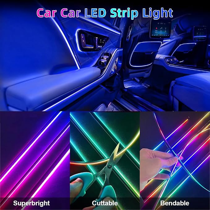 Acrylic Interior Car LED Strip Light, Dreamcolor 6-in-1 RGB Ambient Lighting with APP, 16 Million Colors 175in 600LED Music Sync Lights for Night Driving, Home, Camping & Gift Decor - Image 4