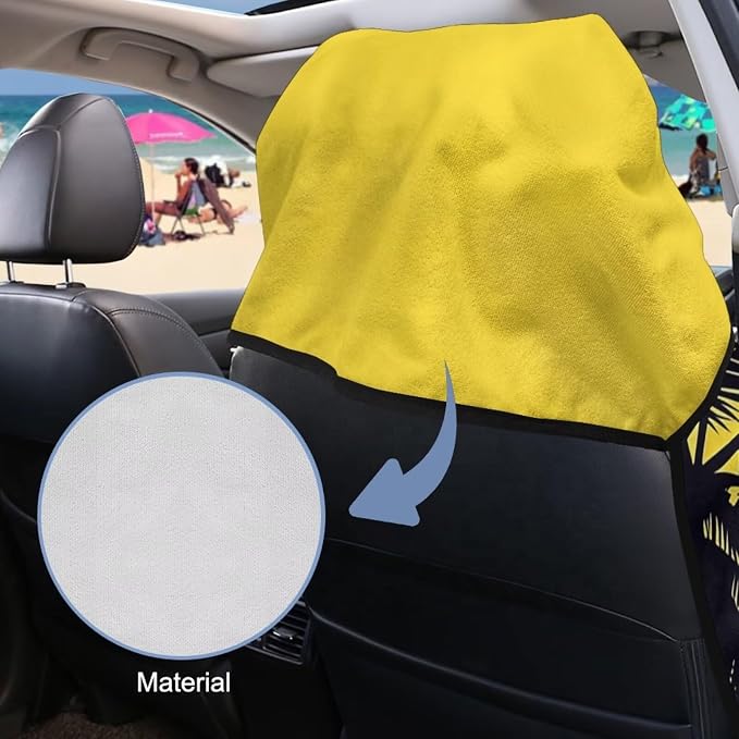 SEANATIVE Car Cushion Towels Auto Seat Protectors - Absorber Towel for Car Wash Car Seat Covers, Post-Workout & Dog Owners (33.1" x 60.67"), Coconut Plam Sunset Print - Image 6