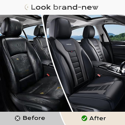 Coverado Car Seat Covers Full Set, Seat Covers for Cars, Front Seat Covers and Back Seat Cover Waterproof Leather Automotive Seat Cover, Universal Car Interior Protectors Cushion for Most Cars - Image 5