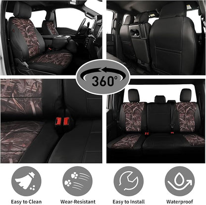 EKR F150 Seat Covers Custom Fit for (4 Door,SuperCrew) Ford F-150 Lariat 2021 2022 2023 2024 2025 2026 & F-150 (Lightning) Lariat 2022-2025 -Faux Leather(Black/Reed Camo) - Image 2