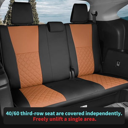 Custom Seat Covers for Toyota Highlander 2020-2024 8 Seats | black brown, faux leather, 2nd row 40/60 split bench, waterproof, breathable, airbag compatible, stain resistant - Image 4