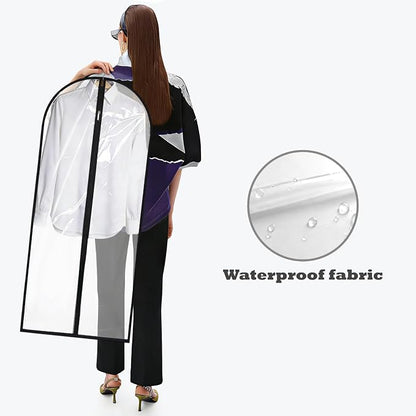 Dress Bags for Gowns Long, 60'' Garment Bags for Hanging Clothes, Suit Bag Cover for Storage and Travel (Clear) - Image 6