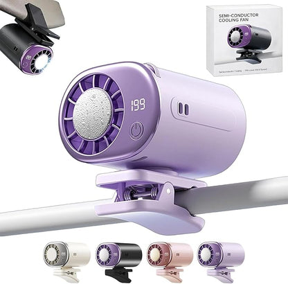 Car Clip on Air Conditioner Fan with Led Display 360° Rotation | 199-Speed Car Clip on Air Conditioner Fan, 16°C Semi-Conductor Cooling, for Vehicle, Office, Outdoor Use by HuitengXR