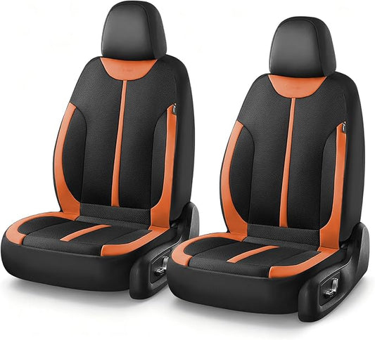 Seat Covers, Car Seat Covers Front Seat, Black&Brown Seat Covers for Cars 2 Seats, Breathable Car Seat Protector, Front Car Seat Cushion, Automotive Seat Covers Universal Fit for Most Cars SUV Trucks by FLORICH