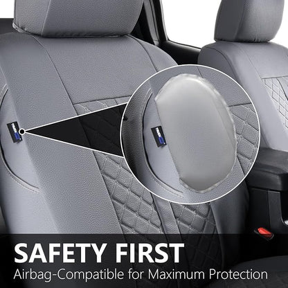 Truckiipa Front Seat Covers for Toyota Tacoma, Waterproof Leather Seat Protectors Truck Seat Covers Fit for 4th Gen 2024-2026 Toyota Tacoma Double Crew Cab, Front Pair, Gray - Image 4