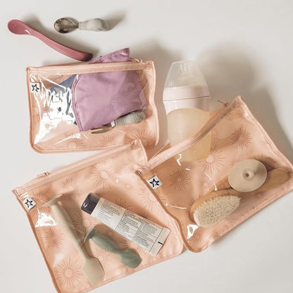 Tiny Twinkle Diaper Bag Organizing Pouches|3 Pack Mess-Proof Clear Front Travel Organizer Bags&TSA Approved Toiletry Bag Set for Baby and Mom Essentials - Image 2