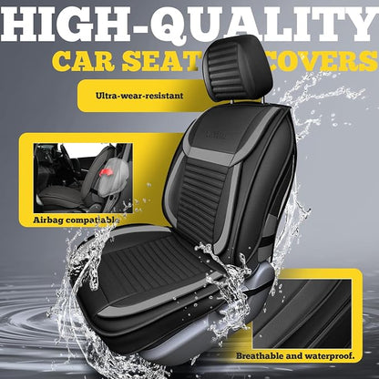 Front Car Seat Covers, Faux Nappa Leather for Sedan SUV, 2 Seats | Waterproof, Breathable and Airbag Compatible, Helps Reduce Slipping, Black+Red - Image 6