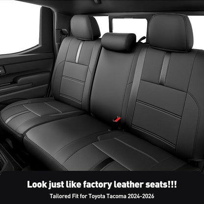 DiffCar® for Toyota Tacoma Seat Covers 2024 2025 2026 Double Cab, Black | Full Set Seat Covers, Faux Nappa Leather Truck Accessories for Tacoma 4th Gen(Gas Only),Custom Fit Car Pickup Seat Protectors - Image 3