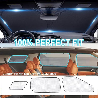 KMF 8pcs Thicken Sun Shades for Kia Carnival 2022-2025 2026 Accessories, Full Car Window Covers Sunshade for Windshield Side Rear, UV Block and Privacy Blackout for Car Camping Outdoor - Image 3