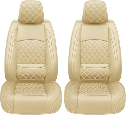 Seat Covers Fit for GMC Sierra 1500/2500/3500 HD 2007-2025,Premium Leather, Waterproof, All-Weather, Airbag Compatible, Breathable, Only 2 Front seat Covers, Beige - Image 7