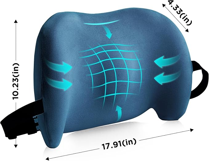 Lumbar Support Pillow for Office Chair, Memory Foam Car Back Cushion | Lumbar Pillow Lower Back with Adjustable Straps, Ergonomic Chair Back Pillow for Office, Car, Gaming Chairs and Bed - Image 6