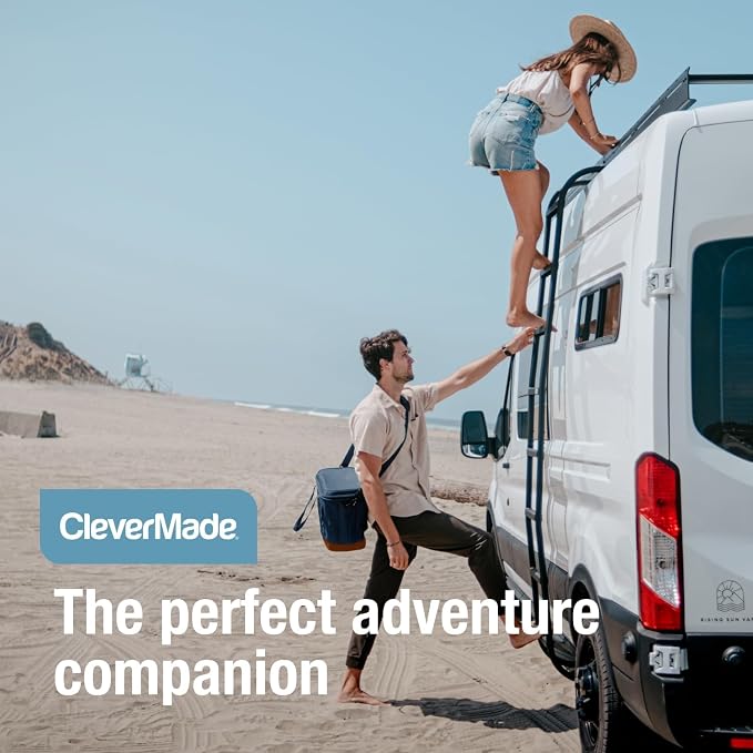 CleverMade Pacifica Collapsible Cooler Bag, Medium Travel Cooler, Ocean | Keep Drinks Cold and Pack Light | A Reinforced Base, Storage Pocket, Bottle Opener, and Shoulder Strap Add Outdoor Utility - Image 6