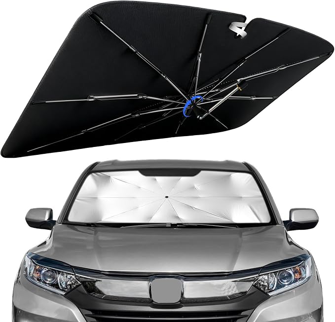 Windshield Sun Shade for Honda HR-V 2016-2022 with 360° Rotating Shaft | Custom Fit Umbrella Sunshade for UV Blocking, Interior Heat Protection, Easy Storage, UPF 50+ Cool Windshield Cover by Lonyaqui