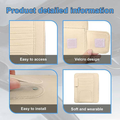 Augeny Car Sun Visor Organizer, Small Auto Visor Organizer and Storage, Registration and Document Holder, Vehicle Accessories for Sunglasses, Document, Card, Pen, Driver License (Beige) - Image 3