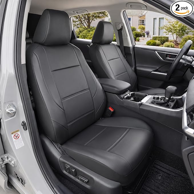 GIANT PANDA Front Seat Covers for Honda CRV HRV Civic Accord Element, Faux Leather Bucket Seat Cover Fit Honda Seat Protectors (Black) 2-Pack by GIANTPANDA