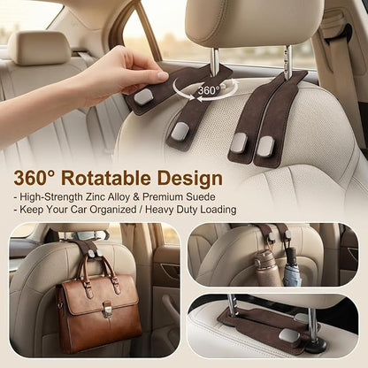 Universal Car Headrest Hooks for Car, Heavy Duty Zinc Alloy Purse Holder, Car Interior Accessories for Women, Seat Back Organizer for Handbags, Grocery Bags, Backpacks, Umbrellas, 2 Pack - Image 4