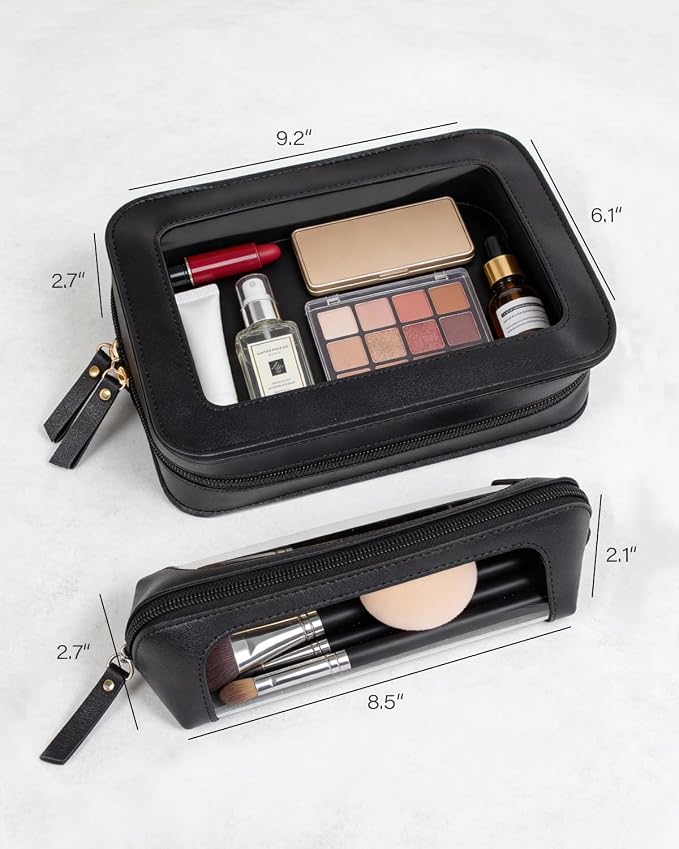 2Pack Clear Makeup Bags Set, Travel Toiletry Bag Zipper Storage Organizer Pouch, Versatile Storage Stationery, Travel Storage Bag, Pencil Case Car Accessory Bag(Black) - Image 7