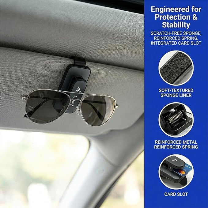 2PCS Sunglass Holder for Car Sun Visor, Metal Multi-Functional Automotive Eyeglass & Ticket Card Organizer Clip, Non-Slip Vehicle Interior Storage Accessories for SUV Truck (Gray) - Image 3