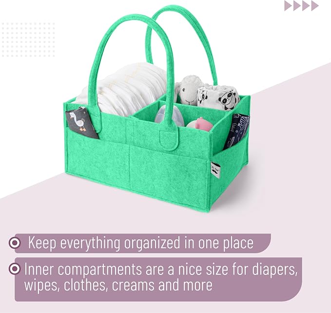 Mr. Pen- Baby Diaper Caddy Organizer, Green | Nursery Storage Bin and Car Organizer for Diapers and Baby Wipes - Image 4