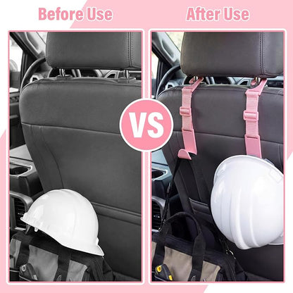 Unittype 4 Pcs Hard Hat Hook for Truck Adjustable Hard Hat Holder Hardhat Holder for Truck Seat Back Organizer 55 lb Load Heavy Duty Hardhat Hanger Storage Car Vehicle Headrest Bag Gear (Pink) - Image 5