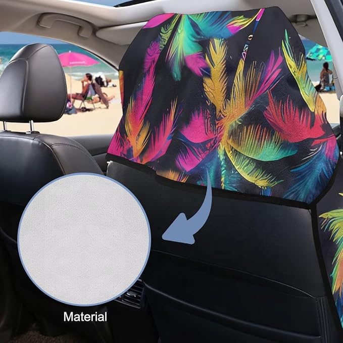 Car Towel Seat Cover Colorful Palm Trees Car Seat Cover Protector 1 Piece Breathable Cars Accessories Comfortable Universal Fit for Car SUV Van - Image 3
