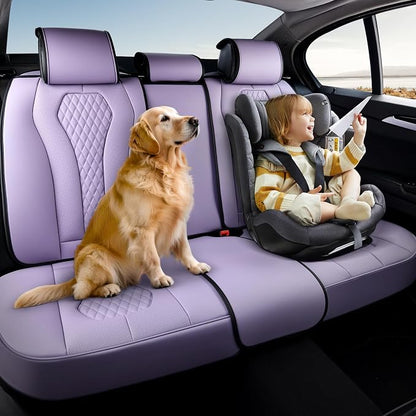 Coverado Purple Car Seat Covers, Back Car Seat Cover, Leather Seat Cover, 3-Pieces Car Seat Cushion, Luxury Seat Cover Seat Protector Universal Fit Most Cars Trucks SUV - Image 2