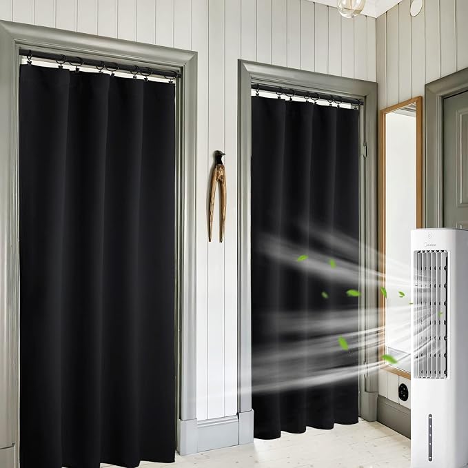 RYB HOME Blackout Curtains for Bedroom Living Dining Room 102 inches Long | Privacy, Thermal Insulated, Sunlignt Heat Blocking, Drapes for Sliding Patio Door Apartment Loft, W42 x L102, Black, 2 Panels - Image 5