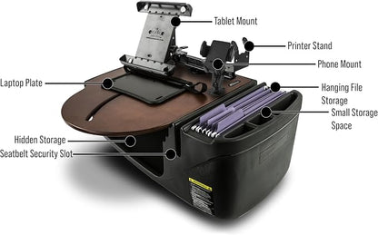 AutoExec AE-RMCD-PM-TAB-PS-21M Roadmaster Car Desk for Your Vehicle Workstation and Mobile Office, Mahogany with Phone Mount, Tablet Mount and Printer Stand | Phone Mount, Tablet Mount, Printer Stand, Vehicle Workstation and Mobile Office - Image 3