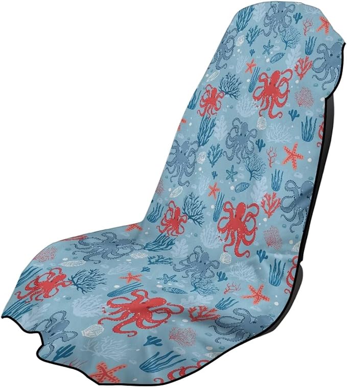 SEANATIVE Cute Octopuses Car Cushion Towels Absorbent Towel for Car Seat Scratch-Resistant Automotive Seat Covers Breathable Sweat Towels for Yoga & Hot Weather Driving by SEANATIVE