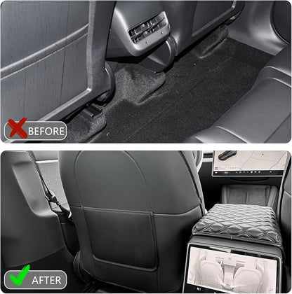 TOPABYTE Seat Back Kick Protector for Tesla Model Y Model 3 Model S Model X | Scratchproof Leather Backseat Mats for Kids & Pets Wear-Resistant Back Seat Cover with Extra Organizer Pocket 2 PCS - Black - Image 5