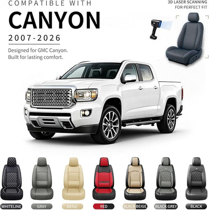 Fit Canyon Car Seat Covers for GMC Canyon 2015-2025 2026 - Luxury Leather, Anti-Slip, All-Weather Seat Cushions, Waterproof & Breathable, Airbag Compatible, Full 5-Seat Set (Gray) - Image 3