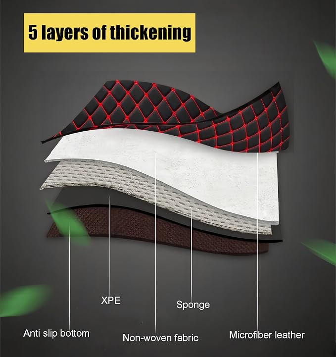 Leatherette Car Seat Protector - 2 Pack Large Car Kick Mats with Storage Organizer Seat Back Cover Against Dirty Shoes & Scratches, Universal Fit for Most Vehicles (Black with Red Line) - Image 4