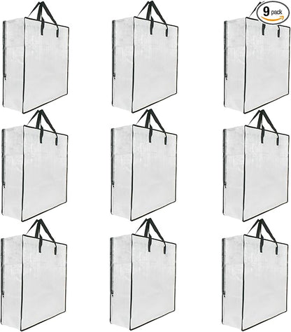 9 Pack Clear Storage Bags with Zipper and Handles, Blanket Bags For Closet Storage, Moving and Packing Supplies for College, Underbed Storage Organizer for Clothes Pillow Bedding Christmas Wreath by GONGKANGYUAN