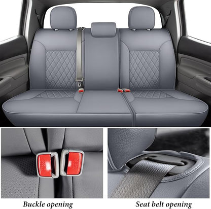 Coverado Tacoma Seat Covers Full Set, Faux Leather Car Seat Covers Custom Fit for 2005-2023 Toyota Tacoma Double & Crew Cab SR SR5 Limited TRD Sport/Pro/Off Road Toyota Tacoma Accessories (Gray) - Image 3