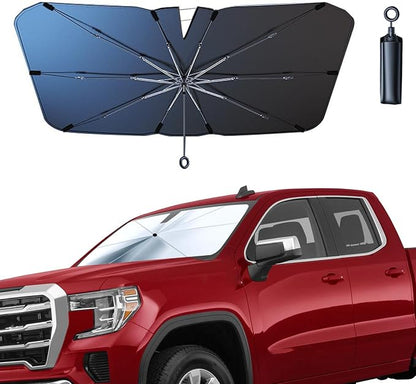 JDDRY Front Windshield Sun Shade with Pull Cord, Umbrella Sun Shade for Windshield, 2024 Car Umbrella Front Sun Shades Cover for Pickup/Large SUV/Truck/Minivan (150x82cm) by JDDRYCarAccessories