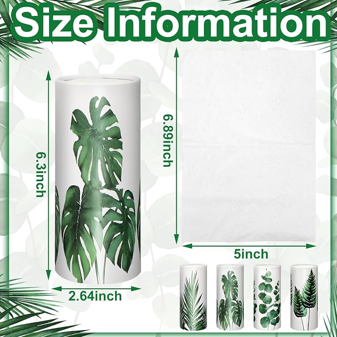 Zonon 8 Pcs Greenery Car Tissue Cylinder with 3-ply Facial Tissue Bulk Round Tissues Holder Box Spring Travel Cylinders Tubes for Car Decoration with 50 Sheets for Cup Holder Round Container - Image 4