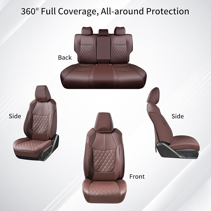 Huidasource Custom Fit RAV4 (Gas Only) Car Seat Covers Full Set, Waterproof Faux Leather for 2019-2024 Toyota RAV4 LE/XLE & XLE Premium/Limited (Does Not Fit Adventure and TRD Off-Road, Coffee) - Image 9