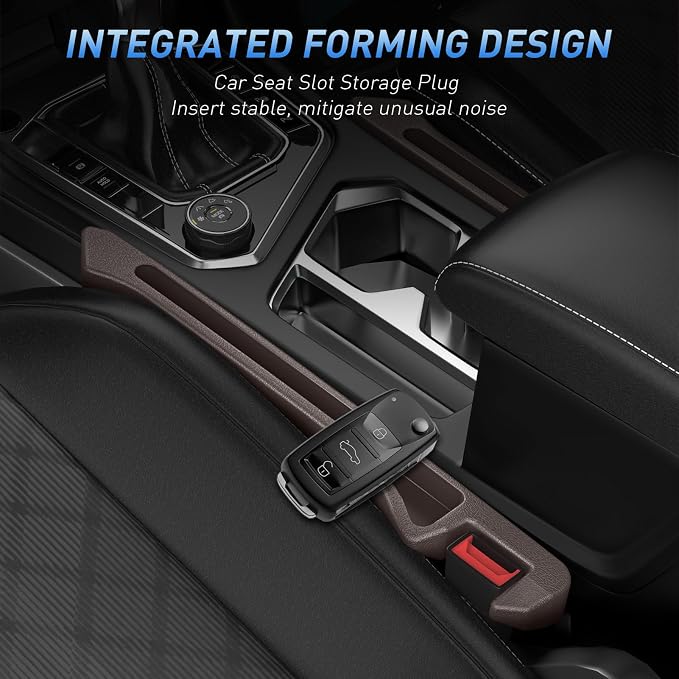 Car Seat Gap Filler 2Pack, Inserts Between Seats Console with Organizer Storage Upgraded Phone Holder Car Side Seat Gap Fillers Cars Front Seats Fill Plug Car Essentials for Vehicle SUV Truck (Brown) - Image 8