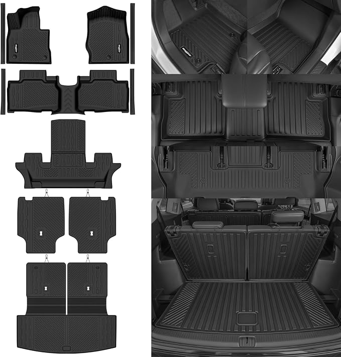 Floor Mats for Ford Explorer (6 Seats Captain Chairs) 2020-2026 | Trunk Mat with Backrest Mat & Door Sill Guard All Weather TPE Protector Odorless Full Set Interior Accessories Floor Liners - Image 8