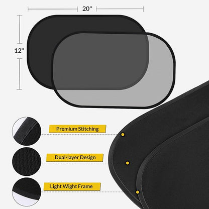 Car Window Shades, Static Cling Sun Shade, UV Protection, 4 Pack 20x12 | Static Cling Installation, UV Protection, Breathable Mesh Design, Fits Most Car, Easy to Install & Remove, Safe for Babies - Image 2