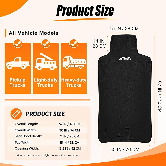 Seat Covers for Trucks, Waterproof Towel Seat Protectors, 1 Pack | 67x30 in Large Size, Sweat-Absorbent Microfiber, Anti-Slip, Quick Drape-On, Front Seat Coverage for Work, Gym, Beach, Pet - Image 4